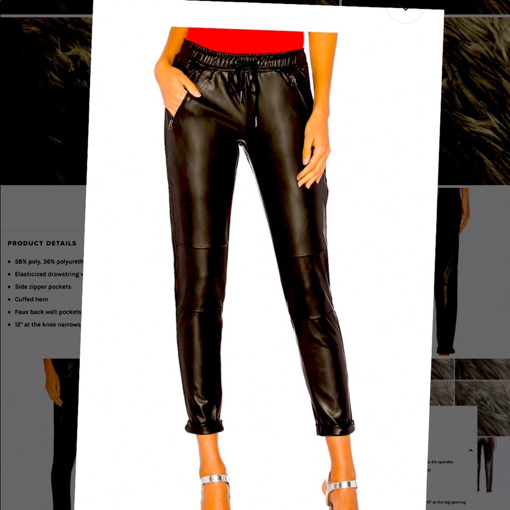 David Lerner Faux Leather Track Pants